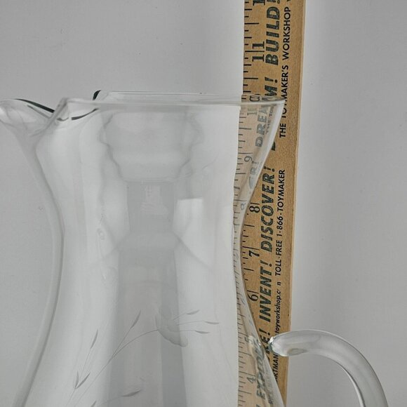 Princess House Heritage Crystal Pitcher with Ice Lip 10.2" etched floral vintage - Picture 6 of 6